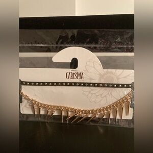 Charisma choker set. 2 prices. Black with golden studs.